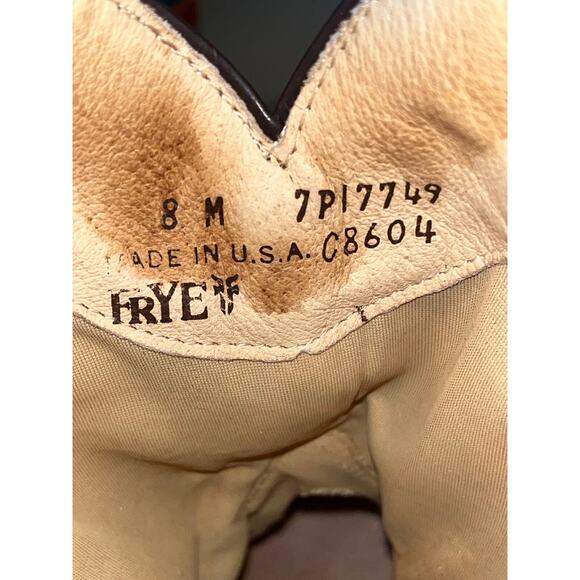 Frye Cowboy Boots Denim Brown Leather Silver Buckles Vintage Sz 8 RARE Deadstock - Picture 11 of 13